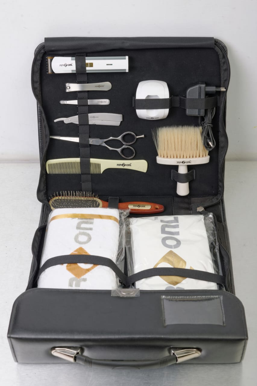PERSONL Professional Barber Kit – Leather Briefcase Style Salon Tools Set