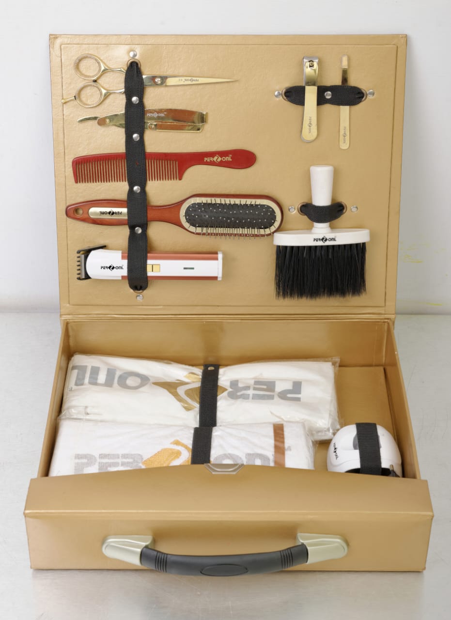 PERSONL Gold Professional Barber Kit – Premium Leather Briefcase Salon Tools Set